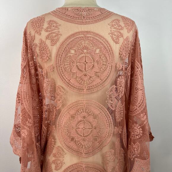 Jen's Party Booty Womens Mandala Mykonos Maxi Kaftan Sheer-Coverup Pink Size O/S - Picture 9 of 15